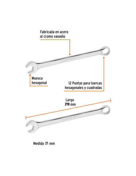 Llave Combinada De 21mm 15625 Truper Llave Combinada De 21mm 15625 Truper