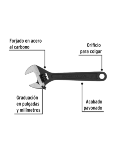 Llave Ajustable 15 Cm (6) Pavonado 21822 Truper 2