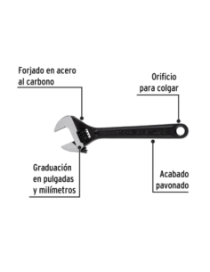Llave Ajustable 20 Cm (8) Pavonado 21823 Truper 2