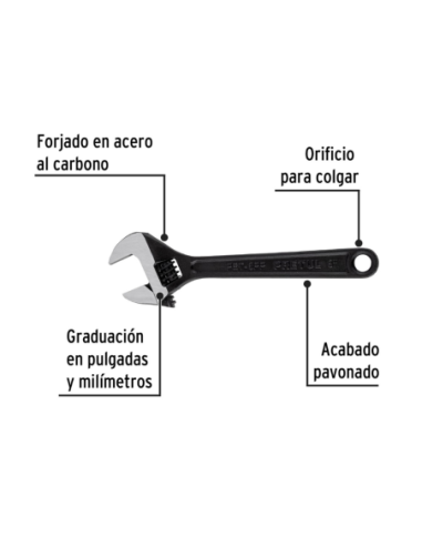 Llave Ajustable 20 Cm (8) Pavonado 21823 Truper