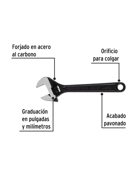 Llave Ajustable 20 Cm (8) Pavonado 21823 Truper Llave Ajustable 20 Cm (8) Pavonado 21823 Truper