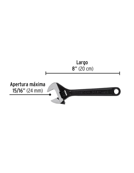 Llave Ajustable 20 Cm (8) Pavonado 21823 Truper Llave Ajustable 20 Cm (8) Pavonado 21823 Truper