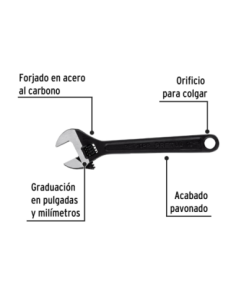 Llave Ajustable 25 Cm (10) Pavonado 21824 Truper 2