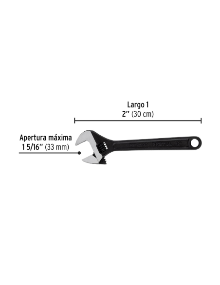 Llave Ajustable 30 Cm (12) Pavonado 21825 Truper Llave Ajustable 30 Cm (12) Pavonado 21825 Truper
