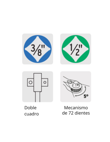 Crique Doble Encastre 3/8 Y 1/2 72 Dientes 13413 Truper