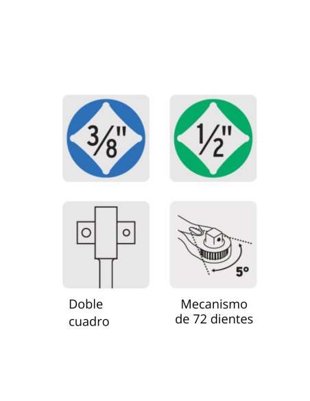 Crique Doble Encastre 3/8 Y 1/2 72 Dientes 13413 Truper Crique Doble Encastre 3/8 Y 1/2 72 Dientes 13413 Truper