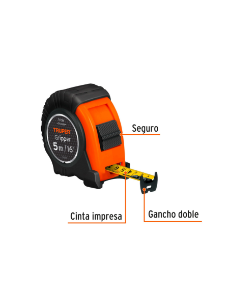 Cinta Metrica Gripper Contra Impacto 5 Mts Ancho 19mm 14578 Truper Cinta Metrica Gripper Contra Impacto 5 Mts Ancho 19mm 14578 Truper