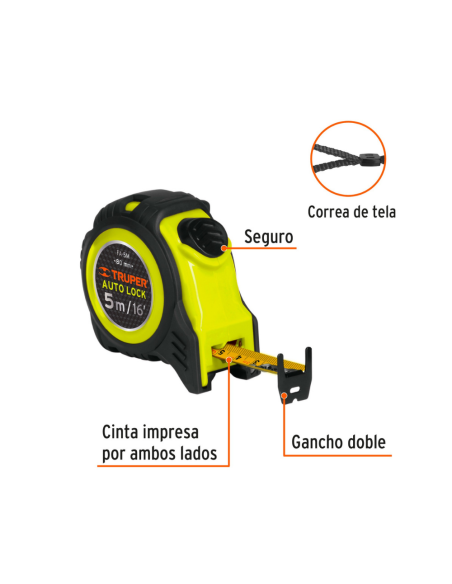 Cinta Metrica Auto Lock 5 Mts Ancho 19mm 10747 Truper Cinta Metrica Auto Lock 5 Mts Ancho 19mm 10747 Truper