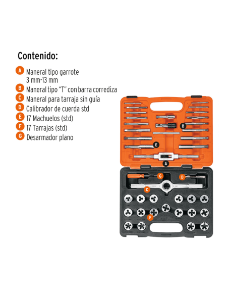 Juego Machos / Cojinetes 40 Piezas 11442 Truper