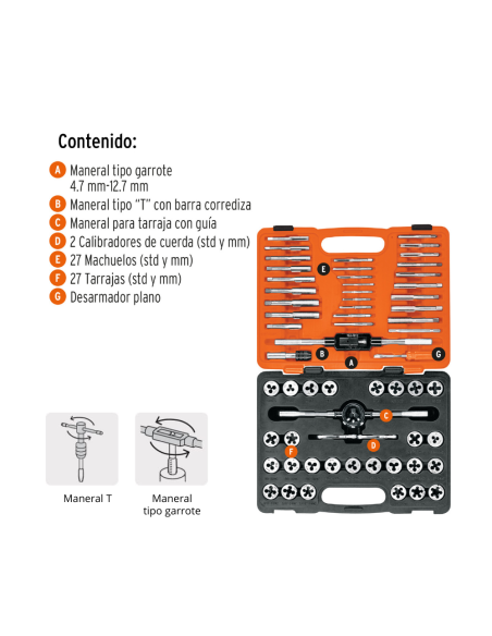 Juego Machos / Cojinetes 60 Piezas 11443 Truper