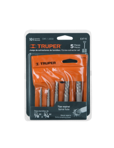 Juego De 5 Extractores De Tornillos En Blister 14512 Truper