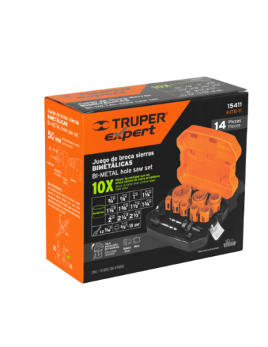 Juego De 11 Sierras Copa Bimetal + 2 Mandriles En Estuche 15411 Truper