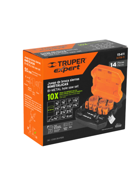 Juego De 11 Sierras Copa Bimetal + 2 Mandriles En Estuche 15411 Truper