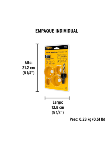 Juego 4 Sierras Copa + Mecha Centradora En Blister 23550 Truper
