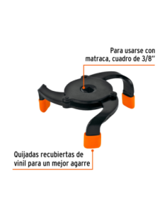 Llave Filtro Universal 3 Brazos Apertura 65mm 98mm Encastre 3/8 14546 Truper 2