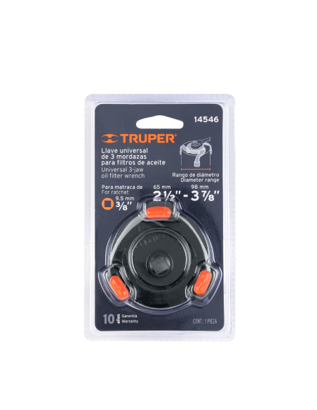 Llave Filtro Universal 3 Brazos Apertura 65mm 98mm Encastre 3/8 14546 Truper Llave Filtro Universal 3 Brazos Apertura 65mm 98mm Encastre 3/8 14546 Truper