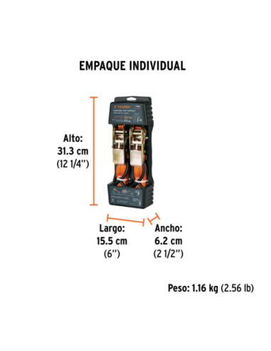 Juego De 2 Eslingas Sujetadoras Con Crique 675 Kg 3 M 19281 Truper