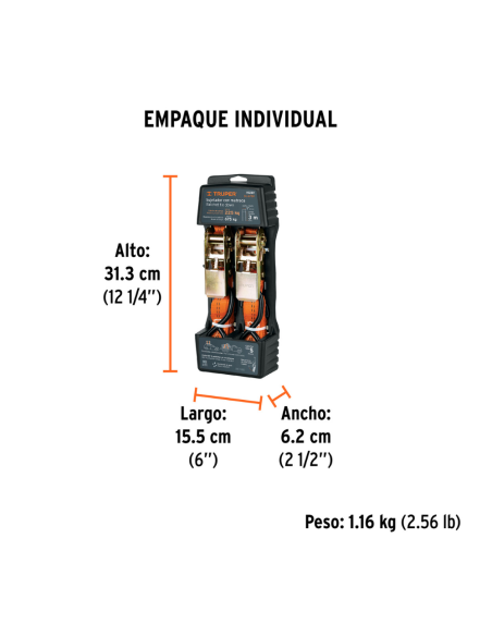 Juego De 2 Eslingas Sujetadoras Con Crique 675 Kg 3 M 19281 Truper Juego De 2 Eslingas Sujetadoras Con Crique 675 Kg 3 M 19281 Truper