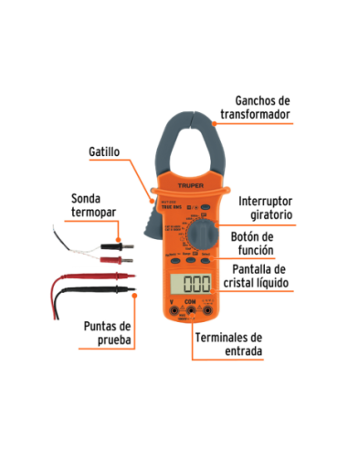 Amperimetro Digital Profesional Con Gancho 10404 Truper