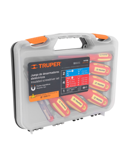 Juego 6 Destornilladores Aislados + Buscapolo En Maletin 14196 Truper
