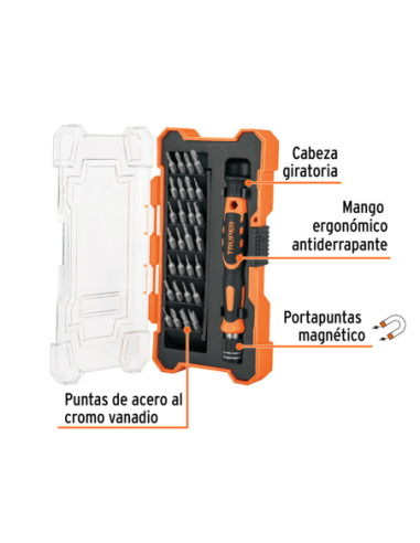 Juego 28 Puntas Especiales + Destornillador Porta Puntas 14160 Truper