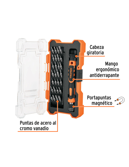 Juego 28 Puntas Especiales + Destornillador Porta Puntas 14160 Truper