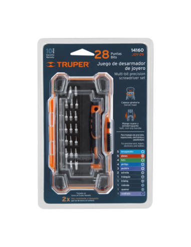 Juego 28 Puntas Especiales + Destornillador Porta Puntas 14160 Truper