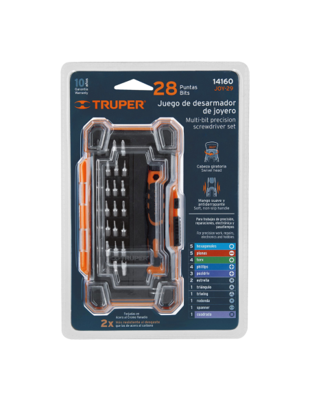 Juego 28 Puntas Especiales + Destornillador Porta Puntas 14160 Truper