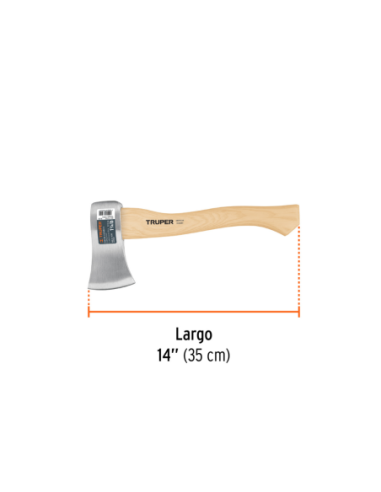 Hacha De Mano 500 Gr Mango Madera Hickory Largo 35 Cm 14950 Truper