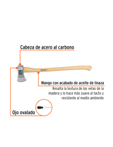 Hacha Tumba 1 5 Kg Mango Madera Hickory Largo 86 Cm 14958 Truper