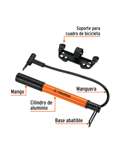 Inflador Manual Mini Con Soporte Para Bicicleta 13790 Truper