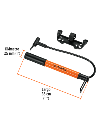 Inflador Manual Mini Con Soporte Para Bicicleta 13790 Truper