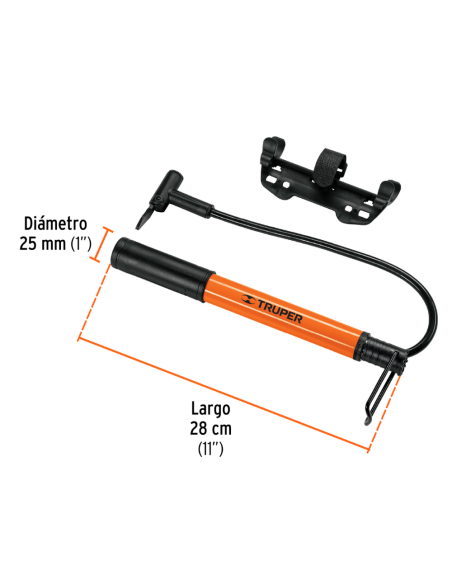 Inflador Manual Mini Con Soporte Para Bicicleta 13790 Truper Inflador Manual Mini Con Soporte Para Bicicleta 13790 Truper