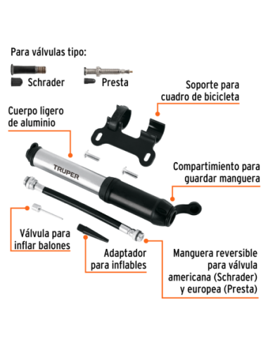 Inflador Manual Para Bicicletas 11997 Truper