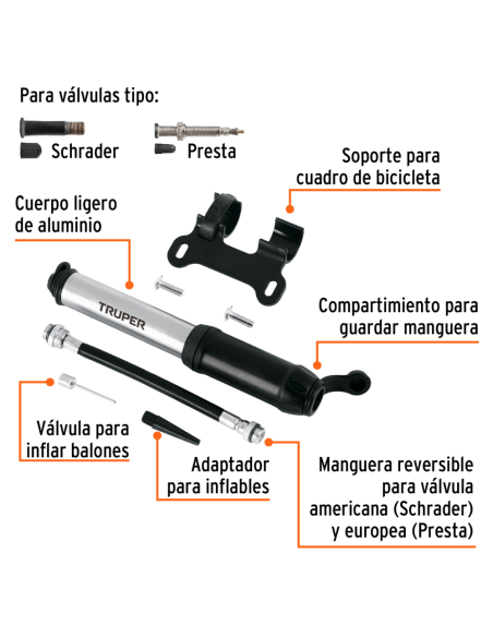 Inflador Manual Para Bicicletas 11997 Truper Inflador Manual Para Bicicletas 11997 Truper