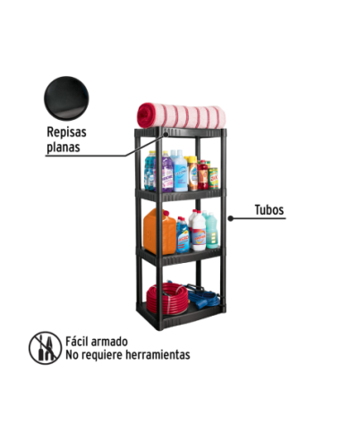 Estante Plastico De 4 Repisas Soporta 27 Kg 25075 Truper