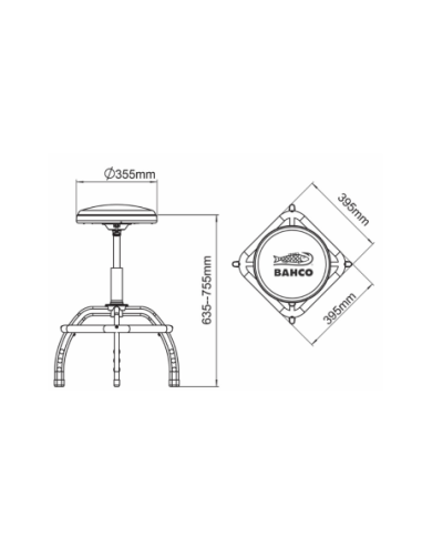 Taburete De Taller Acolchado De Regulacion Neumatica 635mm A 755mm Ble305 Bahco