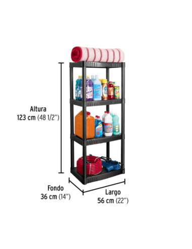 Estante Plastico De 4 Repisas Soporta 27 Kg 25075 Truper