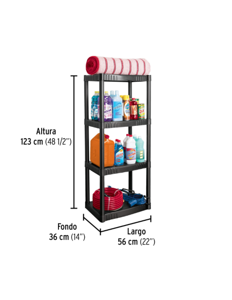 Estante Plastico De 4 Repisas Soporta 27 Kg 25075 Truper Estante Plastico De 4 Repisas Soporta 27 Kg 25075 Truper