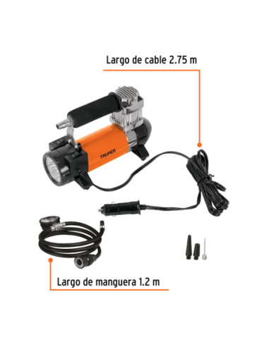 Compresor Portatil 12 V Con Linterna 20 Lm Bolso De Transporte 19999 Truper