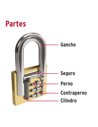 Candado De Laton Ancho 40mm Gancho Largo En Blister 43437 Truper