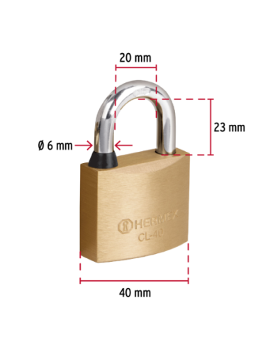 Candado De Laton Ancho 40mm En Blister 43428 Truper