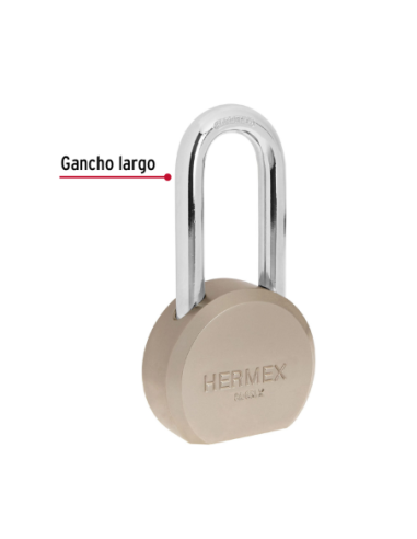 Candado Redondo Acero Ancho 65mm Gancho Largo En Blister 43339 Truper
