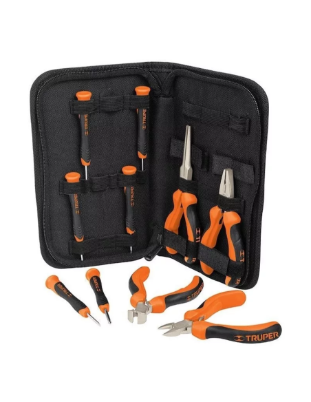 Juego De 4 Mini Pinzas + 6 Destornilladores Precision En Estuche 18200 Truper Juego De 4 Mini Pinzas + 6 Destornilladores Precision En Estuche 18200 Truper