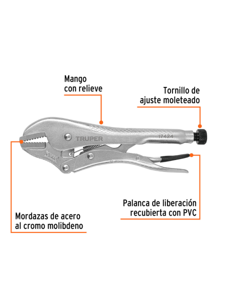 Pinza De Fuerza Mordaza Recta Largo 25 Cm (10) 17424 Truper Pinza De Fuerza Mordaza Recta Largo 25 Cm (10) 17424 Truper