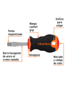 Destornillador Plano Conico 6 X 38 Confort Grip 14003 Truper 2