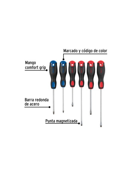 Juego 6 Destornilladores Mango Confort Grip 20220 Truper