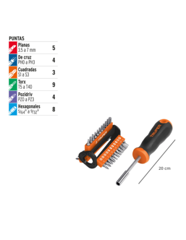 Destonillador Multipunta Enc 1/4 Con 33 Puntas 13595 Truper