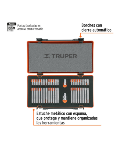 Juego 42 Puntas Combinadas Largo 30 Y 75mm Encastre 3/8 Y 1/2 17809 Truper