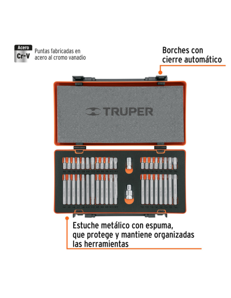 Juego 42 Puntas Combinadas Largo 30 Y 75mm Encastre 3/8 Y 1/2 17809 Truper